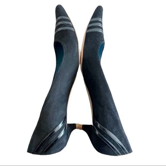 MARC JACOBS Black Suede & Leather Kitten Heel Pointed Toe Size 6 - Picture 9 of 16